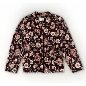 CJ Banks 2X Floral Quilted Jacket, Brown, 87% Cotton, Vintage Y2K Preppy
